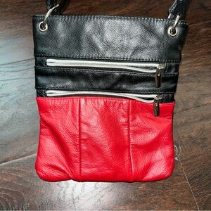 Red and Black Leather Crossbody Bag
